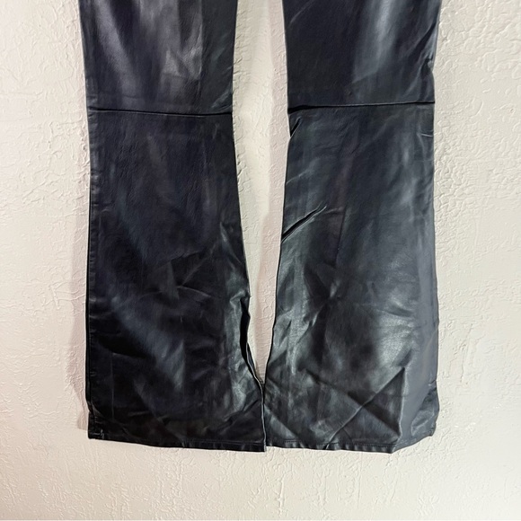 Free People Faux Leather Penny Pull On Flare Jeans in Black - Picture 10 of 12